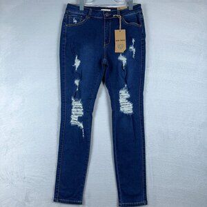 Blue Turtle Tobi Skinny Jeans Super Stretch RH2212 Distressed Womens Blue Size 9